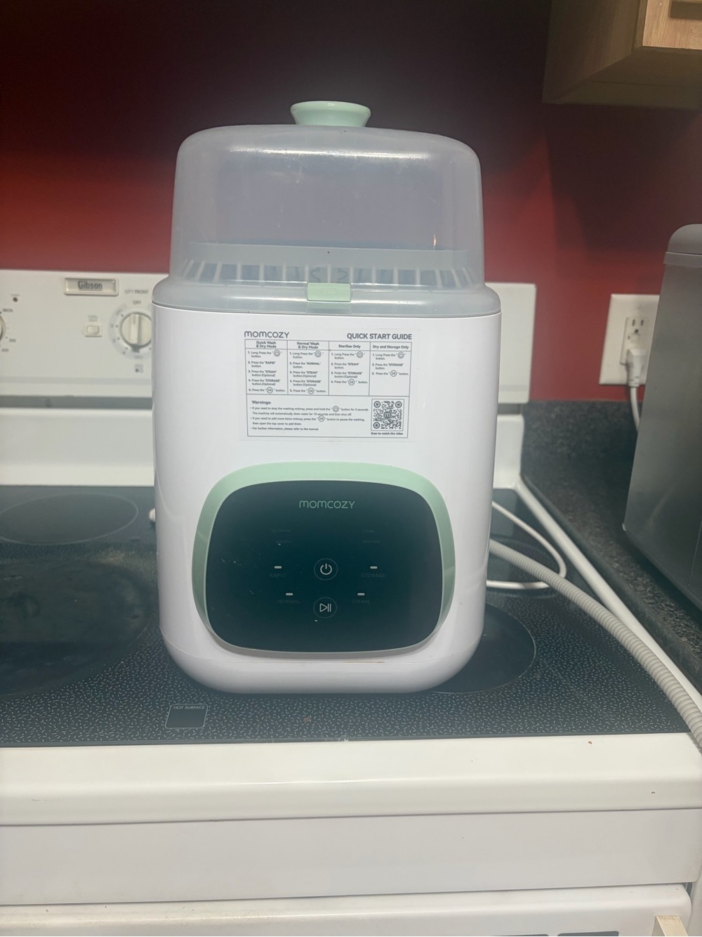 Momcozy White and Mint Electric Baby Bottle Sterilizer